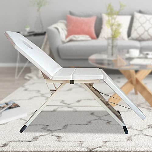 Tragbares agebett, Faltbarer agetisch für Salon, Spa, Tattoo, Liege, PVC, Bett, Couch, Therapie-Liegestuhl, faltbar, leicht, komfortabel, verstellbar, Gesichtsbefestigung, Aluminium, falt