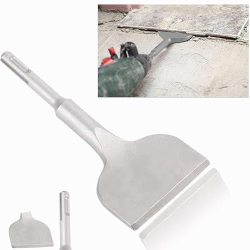 Tile Chisel SDS Plus, 25° Bending SDS Plus chisels 165 x 75mm Angled Bent Tiles Removal Chisels Tool Round Handle Wide Spade Chisel for Ceramic and Floor Tiles