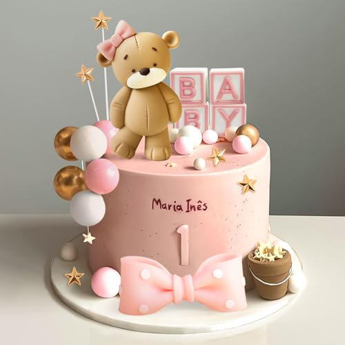 Rosa Bärenkuchendekoration Baby Shower Cake Topper Bären Tortendekoration Baby Shower Geburtstagstorte Dekoration