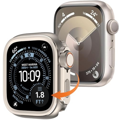 Kompatibel mit Apple Watch 49mm 46mm 45mm 44mm Metallschutzhüllen für iWatch Series 11/10/9/8/7/6/5/Ultra/SE, wird zum iWatch Ultra-Look Leichte und Stoßfeste Aufrüstung robuste Schutzhülle