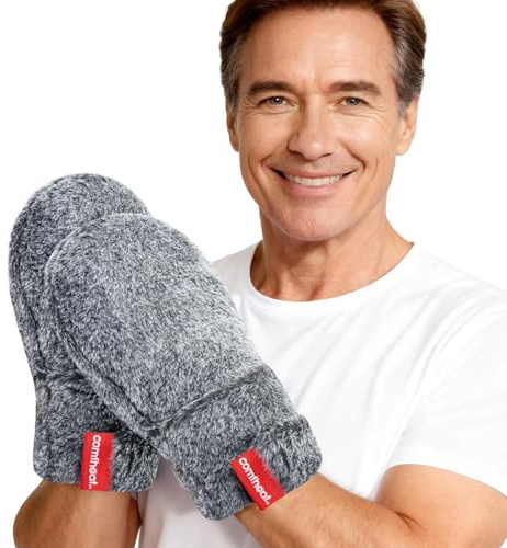 Comfheat Microwaveable Heated Mittens, Lavender Scent, Adjustable Strap | Walnut grain filling delivers hot and cold therapy, washable plush cover eases Raynaud's and carpal tunnel discomfort