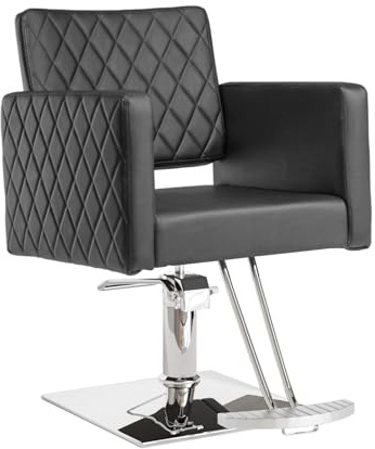 Bonnlo Sillón Peluquería Profesional Altura Ajustable 90-105 cm, Silla de Barbero Giratoria 360° y Capacidad 150 kg, Silla de Peluquería con Reposapiés y Respaldo Abierto, Barberpub Silla de PVC Negro