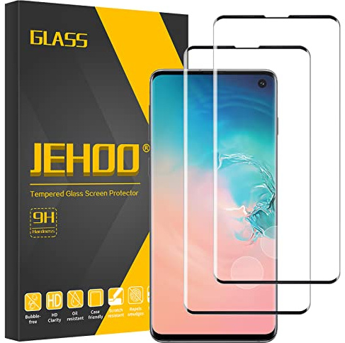 JEHOO 2 Pièces pour Samsung Galaxy S10 Verre Trempé, Compatible avec Lecteur d’Empreinte, Sans Bulles, Dureté 9H, Antichoc Anti Rayure Vitre Film de Protection Écran 015
