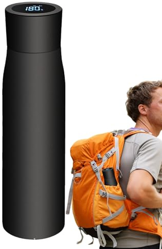Termo LED – Botellas de agua de acero inoxidable con indicador de temperatura, botella aislada de ancha con base antideslizante, botella de acero inoxidable con aislamiento UV, para gimnasio