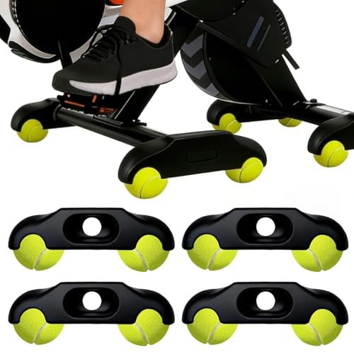 Rocker Plate Feet, Pack of 4 Indoor Cycling Snap Rocker Feet Adapter, Portable Rocker Plate Bicycle Trainer, Training Equipment, Tennis Ball Feet for Wahoo Kickr Core 2 Roller Trainer, with 8 Tennis
