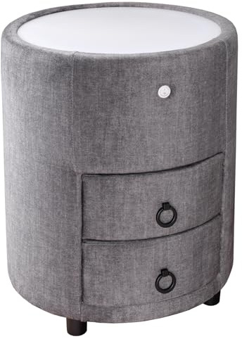Riess Ambiente Nachttisch SIGNUM 45cm - schwarz grau - Samt - robust | Stauraum, hochwertig, angenehme Haptik, Schubladen, Metallgestell