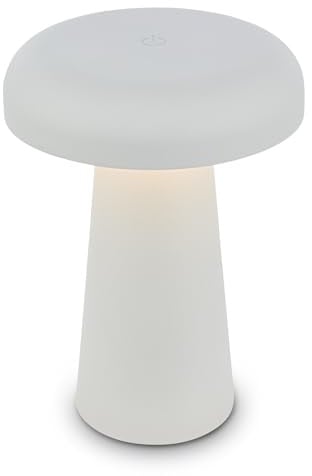 BRILONER - LED Tischlampe kabellos IP44 mit Touch, dimmbar, warmweißes Licht, Akku Tischleuchte, Nachttischlampe, Leselampe, LED Lampe, Outdoor, Touchlampe, Tischlampe Akku, 12x17 cm, Lichtgrau