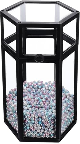 IMUSINICE Boîte de Rangement Hexagonale en Verre pour Pinceaux de Maquillage et Crayons à Sourcils, Organiseur Protecteur Transparent pour Bureau et Coiffeuse, Longue Durée