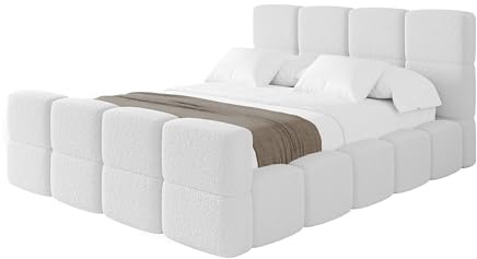 ALTDECOR Polsterbett mit Bettkasten und Lattenrost, Bett mit Kopfteil, Boxbett ohne Matratze, Doppelbett mit Stauraum - NATA-Z 160x200 Weiß