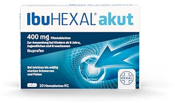 IbuHEXAL® akut 400 mg | Filmtabletten | Bei Schmerzen und Fieber | 10 Stk | Ibuprofen, leichte bis mäßig starke Schmerzen, gut verträglich, für Erwachsene, Jugendliche & Kinder ab 6 J. (ab 20 kg)