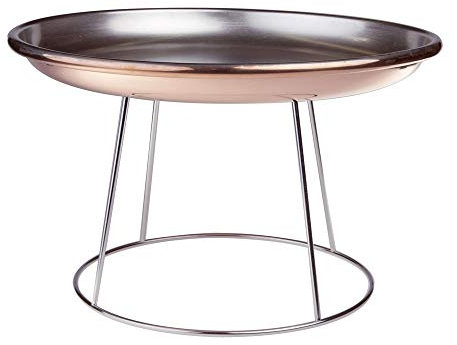 Pentole Agnelli COCU158CU-KIT36 Vassoio in Rame con Supporto in Acciaio Inossidabile, 36 cm, Argento
