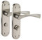 Modern Brushed Chrome Door Handles on Backplate for Bathroom Doors