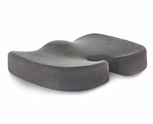 Linenspa Ergonomisches Sitzkissen aus Gelschaum – Steißbein-/Coccyx-Komfort – Sitzpolster für Bürostuhl, Auto und für ganztägiges Sitzen, Grau