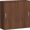 Geramöbel Schiebetürenschrank mit Mittelseite, 4 Dekor-Einlegeböden, abschließbar, 1200x425x1152, Nussbaum/Nussbaum