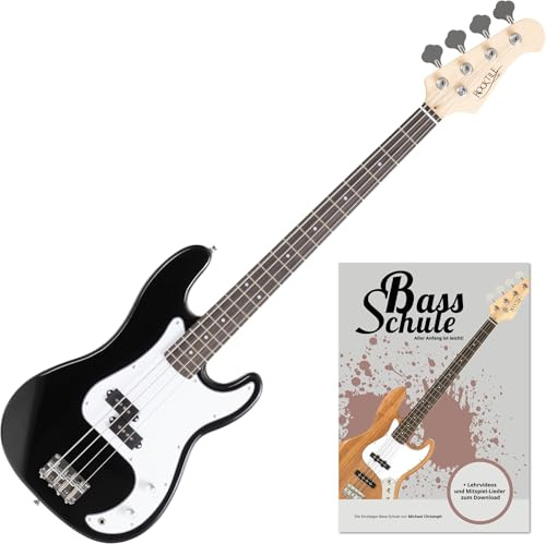 Rocktile Puncher E-Bass Black Set (Preci-Style E-Bass, Chrom-Hardware, 22 Bünde, inkl. Bass-Schule) Schwarz