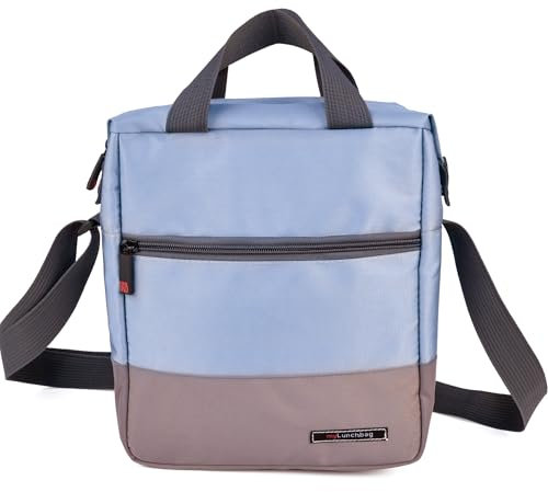 IRIS BARCELONA Urban Lunch Bag Soft, Bolsa Térmica Porta Alimentos de Gran Capacidad con Efecto Nevera para 2 tápers, Bebida o Postre, 2 Bolsillos, Asa de Mano y Bandolera 24 x 11,5 x 27 cm 6,5 l Azul