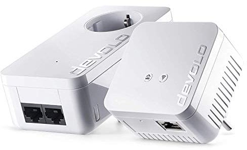 devolo WLAN Powerline Adapter, dLAN 550 WiFi Starter Kit -bis zu 500 Mbit/s, Mesh WLAN Verstärker, WLAN Steckdose, 1x LAN Anschluss, weiß