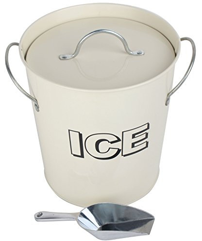 CrazyGadget® Vintage Retro Party Bar Ice Cooler Holder Bucket with Scoop Set - Cream