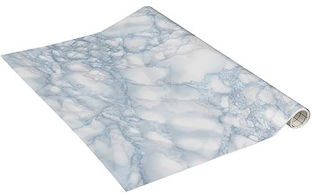 Adhésif Marbre bleu, Film d'aspect marbré, Feuille de pierre marbrée, Feuille de meubles, auto-adhésif, 45cm x 2m, 160µm (Épaisseur : 0,16 mm), Venilia 53359