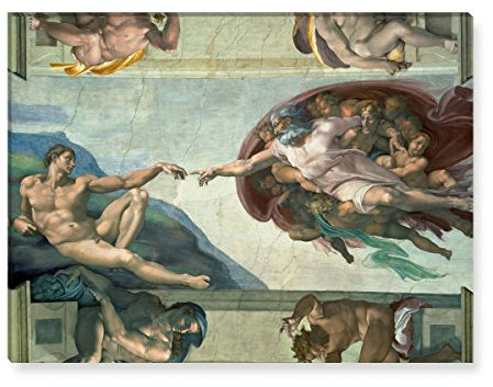 Wandkings Leinwandbilder von Michelangelo - Wähle ein Motiv & Größe: Die Erschaffung des Adam - 40 x 30 cm