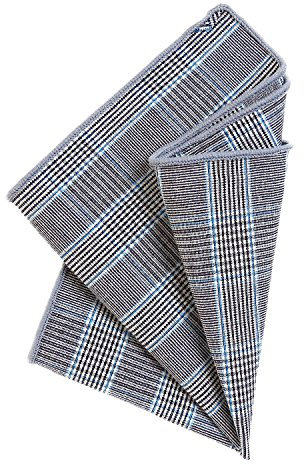 DonDon Herren Einstecktuch Taschentuch 23 x 23 cm Baumwolle Tweed Look grau-blau kariert