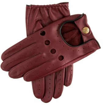 Dents Delta Men's Classic Leather Driving Gloves WINE/BLACK M