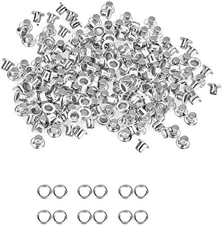 Weddecor 2mm Schwarz Messing-ösen Tüllen mit für Bekleidung, Lederwaren, Nähen Projekte, Beutel, Scrapbooking, Diy Projekte, 100 Stück - Silbern, 3MM-100