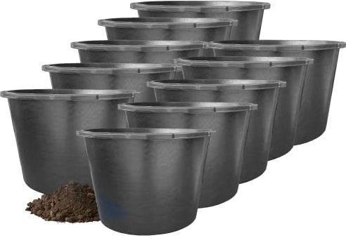 Hossi's Wholesale 10x Mörtelkübel 65l aus Kunststoff, stabile Maurerkübel, Baueimer für Baustelle und Garten