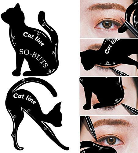 Premium Quality 2Pcs fille Cat Line Pro Outil de maquillage pour les yeux Eyeliner Pochoirs Modèle Shaper Modèle noir Li-ly