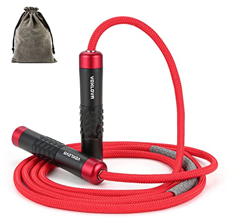 DOSNTO Einstellbares extra Dickes Kabel, Aluminium-Silikongriffe, Hochgeschwindigkeits-Kugellager, Premium-Springseil