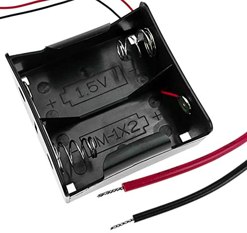 BeMatik - Supporto Batteria Portabatterie Piatto per 2 batterie D LR20 R20 da 1,5V