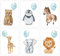 NORTH-WEST Kinderzimmer Poster - A4 6er Tiere Set - Deko für Mädchen und Jungen - Tierposter Mint mit Baby Bär, Pinguin, Pferd, Giraffe, Elefant & Löwe - Babyzimmer Kinderposter
