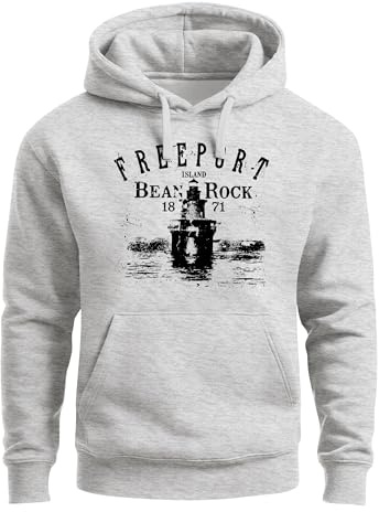 Neverless® Hoodie Herren Retro Print Leuchturm Motiv Schriftzug Freeport Island Kapuzen-Pullover Männer