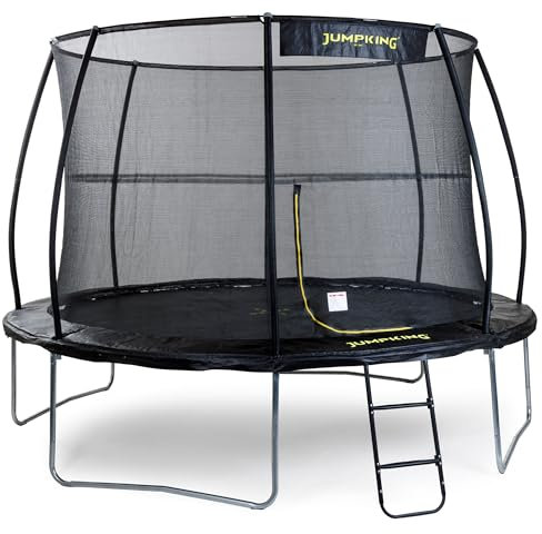 Jumpking 12ft Runde Combo Deluxe Trampolin mit Sicherheit Gehäuse Netz & Leiter, Outdoor Trampolin für Erwachsene & Kinder, Polyethylen Surround Pad & UV Geschützt Sicherheitsnetz