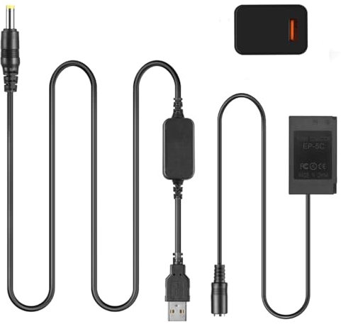 Raeisusp USB-Kabel EH-5 + EP-5C EP5C DC-Koppler EN-EL20 Dummy-Akku für Nikon 1J1 1J2 1J3 1S1 1AW1 V3 Coolpix A Coolpix P1000