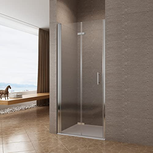 AQUABATOS® Duschtür Falttür 100 x 195 cm Duschabtrennung Falttür Nischentür Pendeltür Dusche Duschtrennwand Faltbar Drehfalttür Nische aus 6 mm Echtglas ESG mit Lotus Effekt Nano Beschichtung