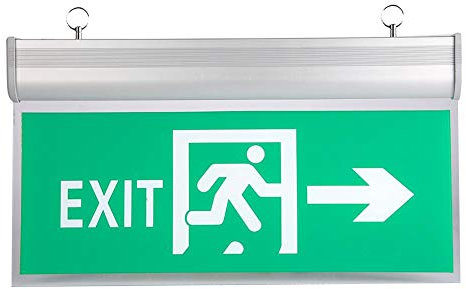 Elprico Rechtes Acryl-Notausgangsschild, Evakuierungsgrünpfeil-Ausgangslicht, Ausgangsschild-Notleuchte für Holtel-Supermärkte