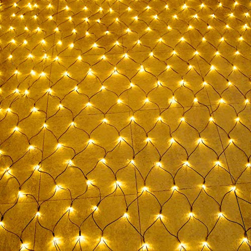 Aufun LED Lichternetz 3x2m 250LEDs Lichterkette Lichterkettennetz 8Modi Lichtervorhang mit Stecker für Halloween Weihnachten Hochzeit Party Innen und Außen Dekoration, Anschließbar, Warmweiß