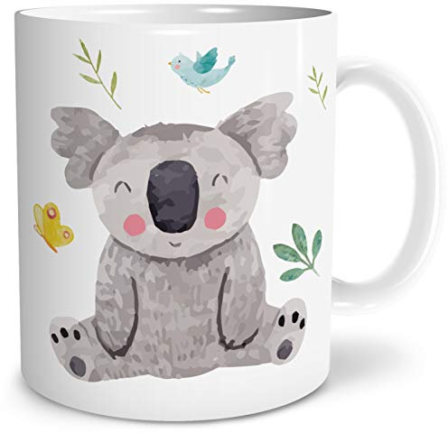 OWLBOOK® Geschenke für Kinder Mitbringsel Kindergeburtstag Safari Koala Bär Kinder Tasse Geschenke Geschenkideen für Jungs Jungen zum Geburtstag Taufe Kindertasse Trinkbecher Keramik 300 ml