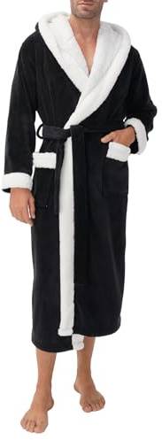 DAVID ARCHY accappatoio da uomo, vestaglia da uomo, accappatoio lungo collo caldo ultra morbido, abbigliamento da casa e da notte