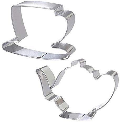 Ruluti 2st Teekanne Teetasse Set Ausstecher Edelstahl-Fondant-Kuchen-Form-Werkzeug