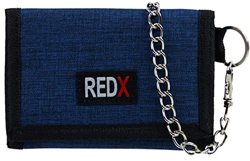 RED X Cartera de Lona con Cadena Triple para Hombre - Azul