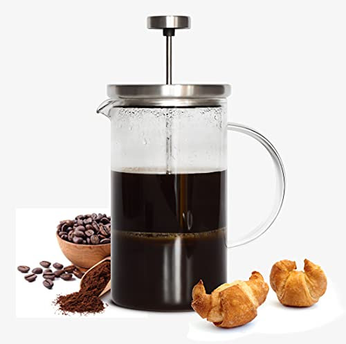 Sendez Tee- Kaffeebereiter French Press System aus Edelstahl 0,6L für 4 Tassen Kaffeepresse Presskanne