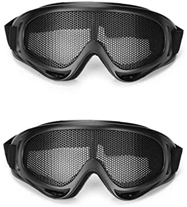 Froiny 2pc Aire Libre Ojo Protector Cómodo Airsoft Seguridad Ojo Ojo Metal Gafas Malla Gafas Negras