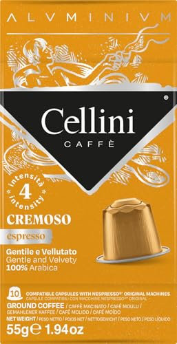 Capsules de café Cellini en aluminium compatibles Nespresso* - Cremoso 100 pcs | Café en aluminium avec des notes sucrées et fruitées