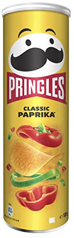 Pringles Classic Paprika (1 x 185 g) – der unwiderstehliche Snack-Klassiker in der praktischen Dose – knackige Chips mit Paprika-Geschmack – Pop. Play. Eat.