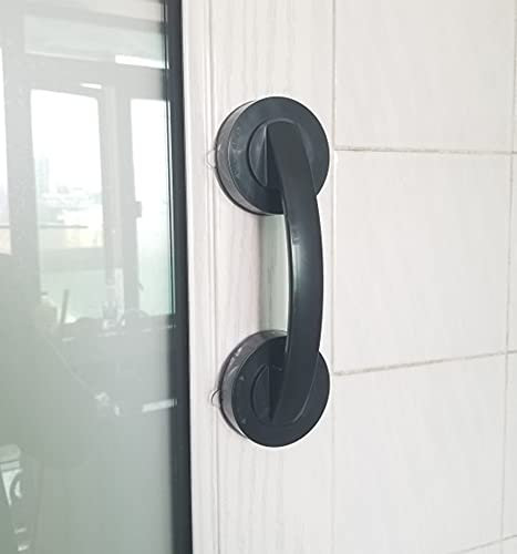 WANLIAN-Potente Manija de Ventosa para Puerta, Espejo, Vidrio, Pared, Baño, Cajón, Refrigerador, Ducha, Bañera, Gabinete, Cocina (Negro Grande)