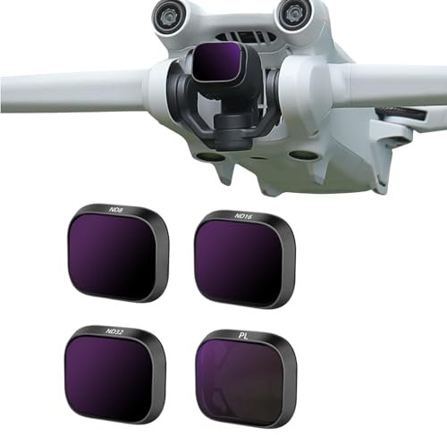 LENSKINS ND-Filter-Set für DJI Mini 3 / Mini 3 Pro Drohne, 4 Stück PL ND8 ND16 ND32 Graufilter, mehrfach beschichtetes optisches HD-Glas mit Rahmen aus Aluminiumlegierung