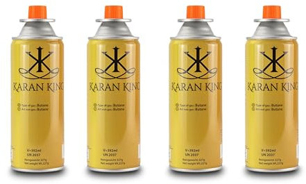 KARAN KING Butangaskanister für Campingkocher 4 Stück, Lötlampe, BBQ, Gas Unkrautbrenner Gaskanister Gaskartusche Gasflaschen Nachfülldosen Flasche