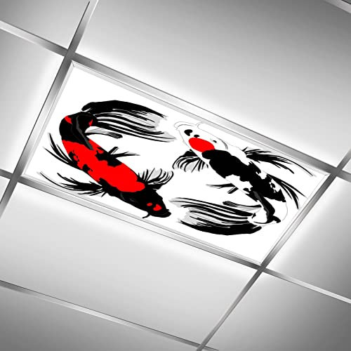 MEHOM The Goldfish LED-Deckenleuchte für Klassenzimmer, Büro, Tinte The Goldfish LED-Deckenleuchte, Dachfenster-Film, Filter, Tropfendecke, fluoreszierend, dekorativ, 60 x 100 cm